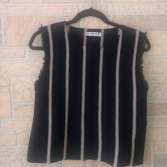 Zara Knit Cropped  sweater vest  Navy blue size S - Picture 1 of 5